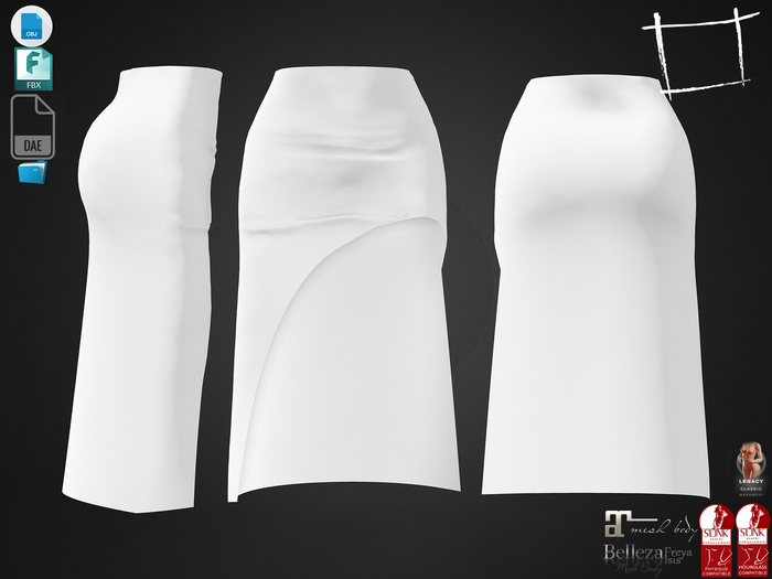Dae Obj FBX For Asymmetric Hem Skirt Maitreya, Slink (Physique,Hourglass), Belleza (Isis,Freya), Legacy
