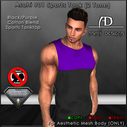 {AD}901 Sports Tank - 2Tone - Black/Purple