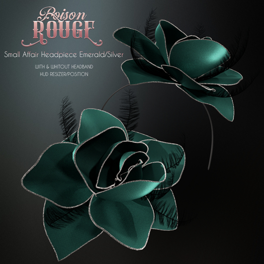 POISON ROUGE Small Affair Headpiece - Emerald/Silver