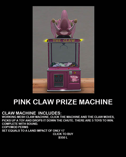 Fun Arcade Working Pink Claw Prize Machine V2