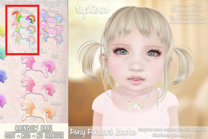 . tiptoes - Pony Pendant - Rainbow RARE