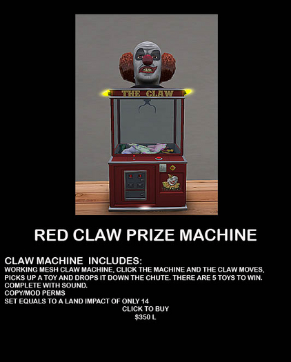 Fun Arcade Working Red Claw Prize Machine V2