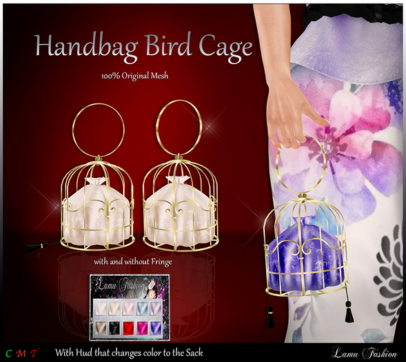 -Lamu Fashion-Handbag *Bird Cage* Hud Sack 10 Color Change