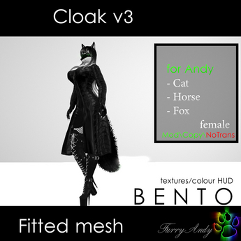 Second Life Marketplace - DEMO - Furry Andy - Cloak v3 for Andy Cat ...