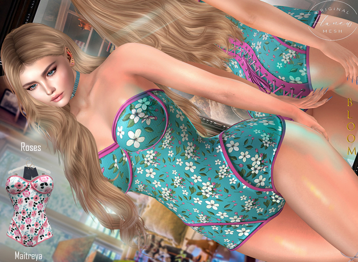 [Flaneur] Bloom Corset Bodysuit Roses 