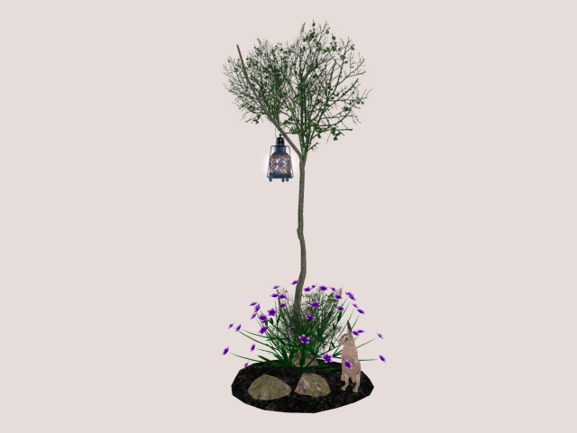 Tree with Lamp and Plant