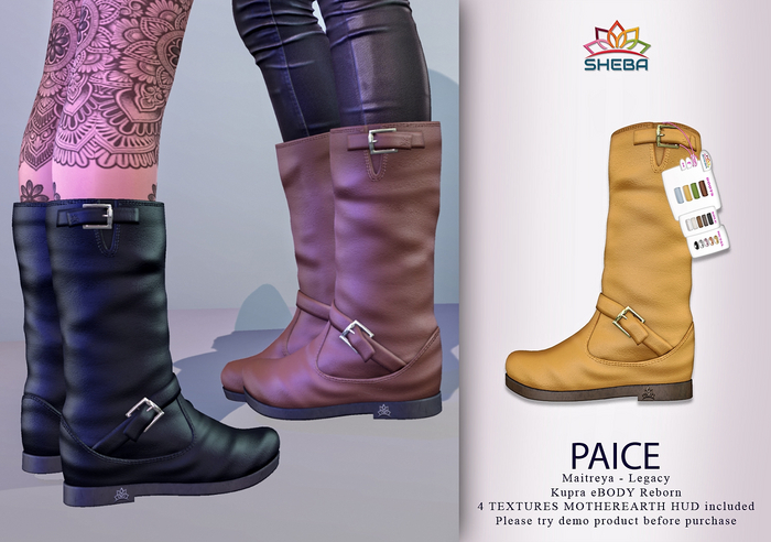 Paice Motorcycle Riding Boots (MotherEarth) ~ Maitreya, Legacy, Kupra, Reborn