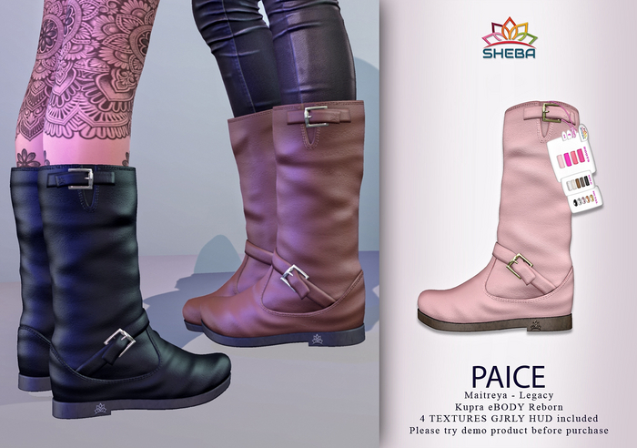 Paice Motorcycle Riding Boots (Girly Pinks) ~ Maitreya, Legacy, Kupra, Reborn
