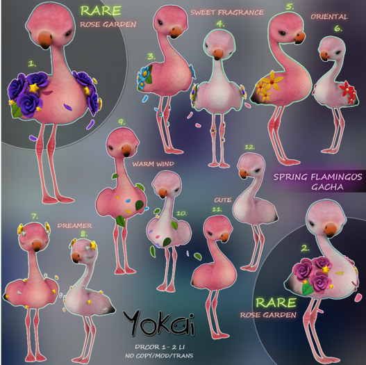 1.YOKAI - Spring Flamingos - Rose Garden Flamingo (pink) RARE