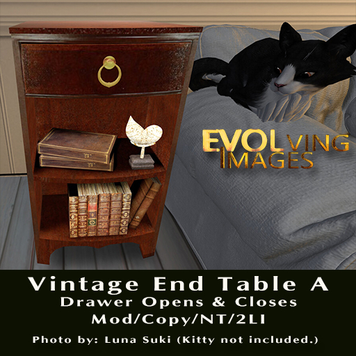 Vintage End Table A Animated Drawer