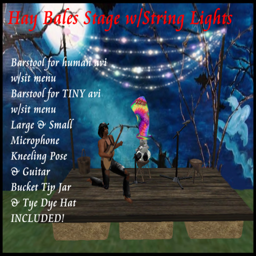 Hay Bales Stage w/String Lights Box