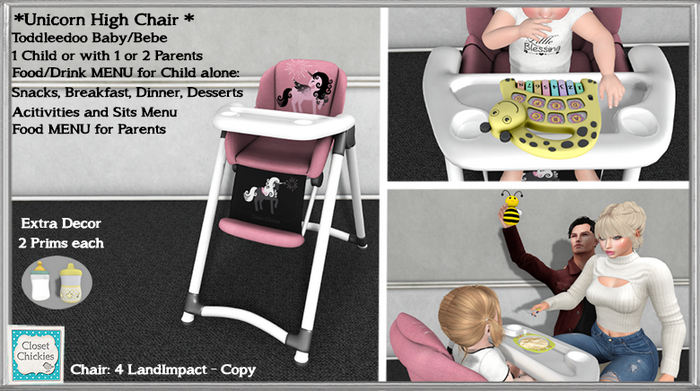 *CC* Baby TD & Totsipop + Bebe *Unicorn High Chair* (animated)