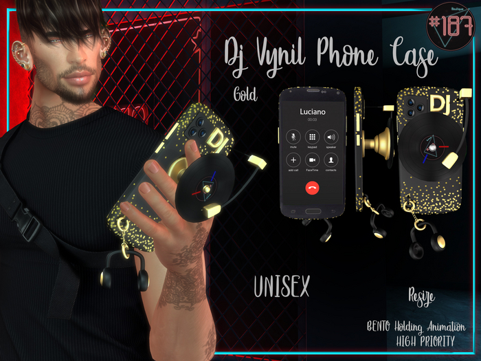 #187# DJ Vynil Phone Case GOLD *Holding*