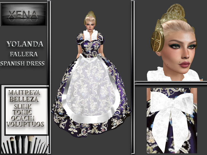 YOLANDA, FALLERA DRESS  PURPLE. TYPICAL SPANISH