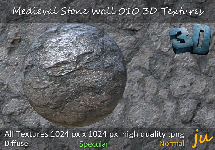 JU Medieval Stone Wall 010-OL 3D Textures Full Perm