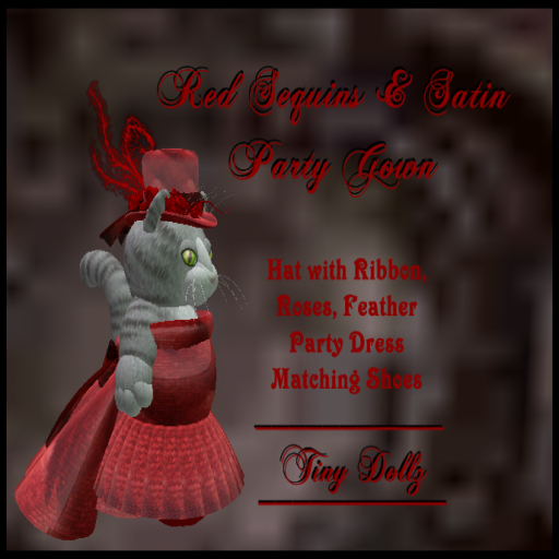 LB Tiny Red Sequins & Satin Victorian Party Gown Box