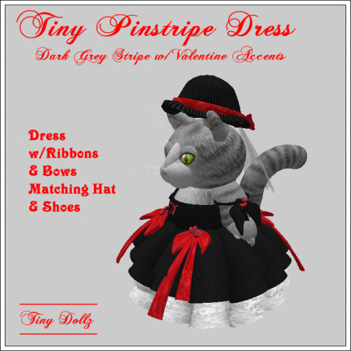 Tiny Dollz Pinstripe Dress DkGrey Boxed
