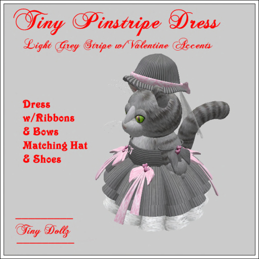Tiny Dollz Pinstripe Dress LtGrey Boxed