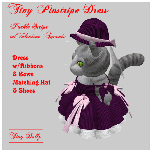 Tiny Dollz Pinstripe Dress Purkle Boxed