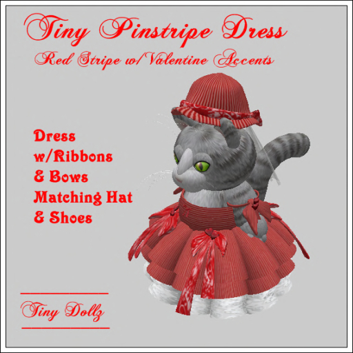 Tiny Dollz Pinstripe Dress Red Boxed