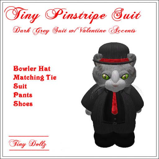 Tiny Dollz Pinstripe Suit DkGrey Boxed
