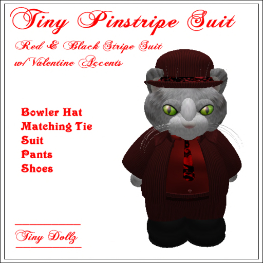 Tiny Dollz Pinstripe Suit Red&Blk Boxed