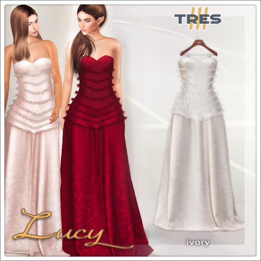 TRES - Lucy Ivory - Elegant Fantasy Gown Dress with necklace - Maitreya / Legacy / Kupra 