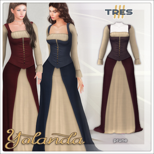 TRES - Yolanda Prune - Medieval Fantasy Dress - Maitreya / Legacy / Kups 