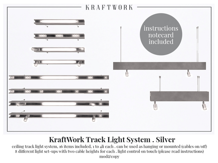 KraftWork Track Light System Silver (Add Me)