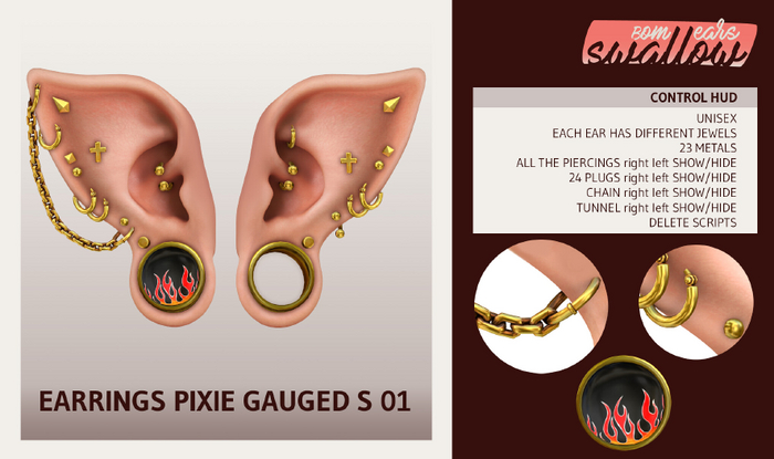 ^^Swallow^^ DEMO Earrings Pixie Gauged S01 (f/m)