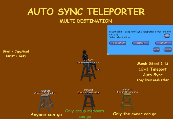 [eXe] Auto Sync Teleporter Stool * teleport tp teleporting
