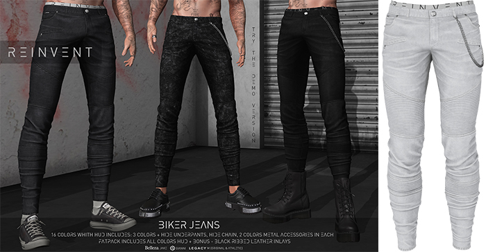 REINVENT I Biker Jeans I White