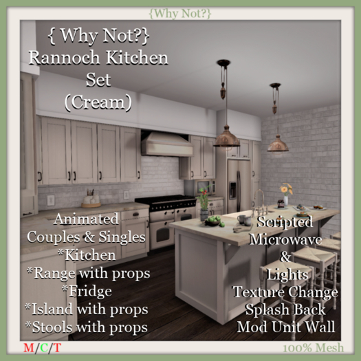 { Why Not?} Rannoch Kitchen & Island Set (Cream)-Boxed