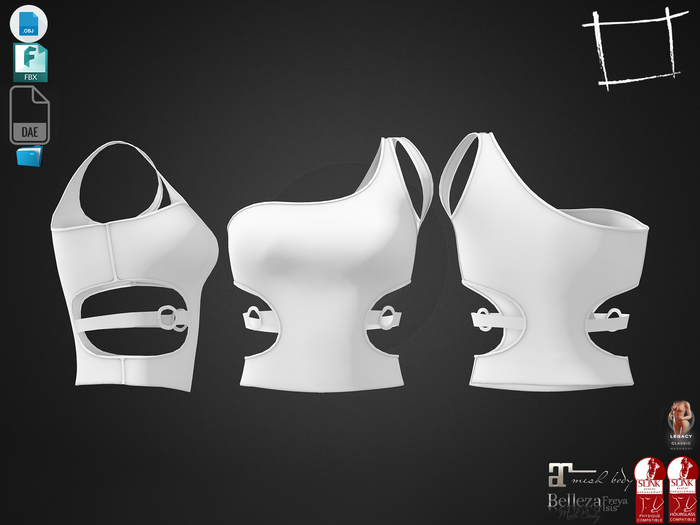 Dae Obj FBX For Side Cutout Straps One Shoulder Female Top Maitreya Slink Physique,Belleza,Legacy