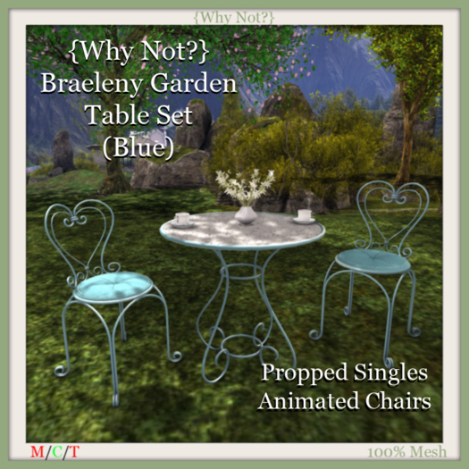 {Why Not?} Braeleny Garden Table Set (Blue)-Boxed