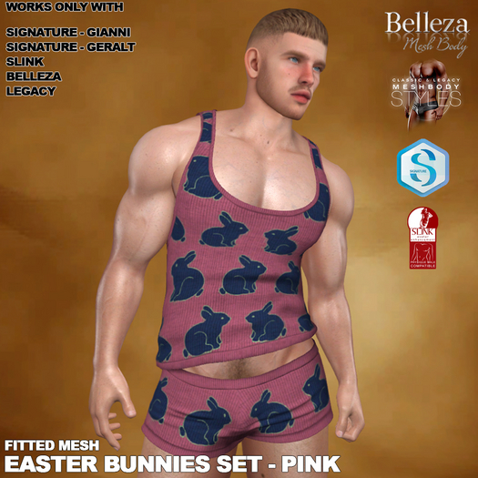 RGDW - Easter Tank and  Boxer Set - Easter Bunny Pink