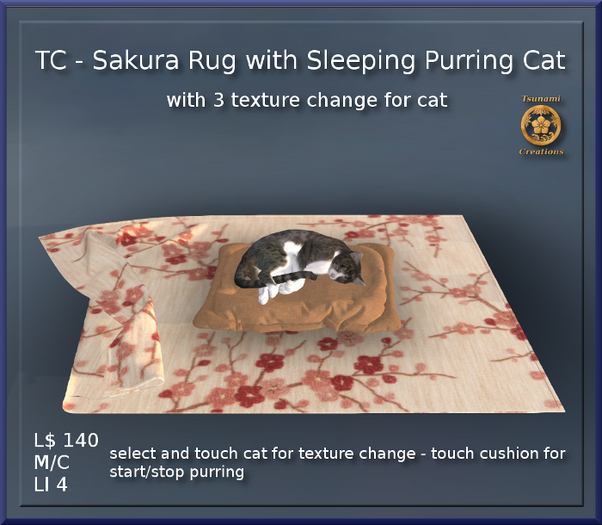 Sakura Rug with Sleeping Purring Cat