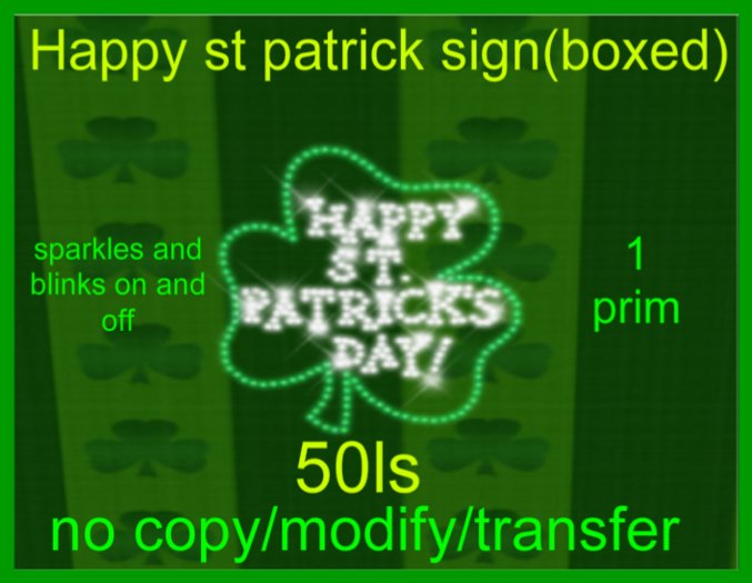 St patricks day sign(boxed)