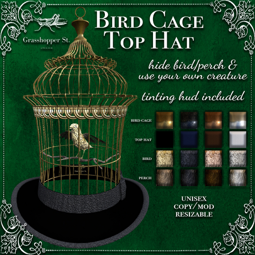 Grasshopper St Bird Cage Top Hat