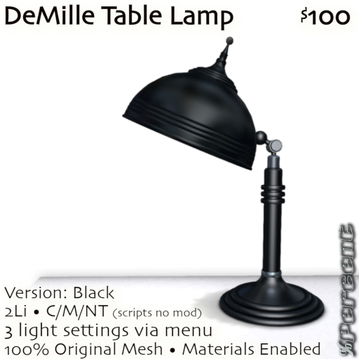 % DeMille Table Lamp (black) *MESH*