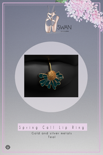 Swan Spring Call Lip Ring Teal - unrigged