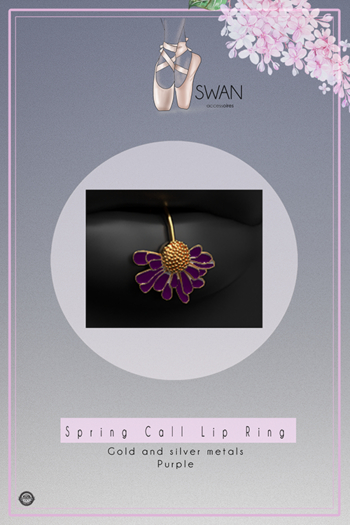Swan Spring Call Lip Ring Purple - unrigged