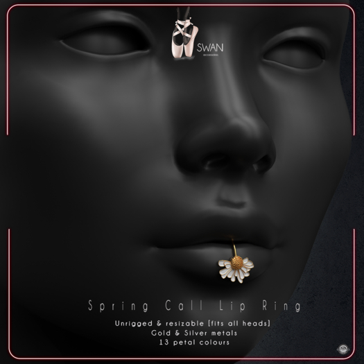 Swan Spring Call Lip Ring White - unrigged
