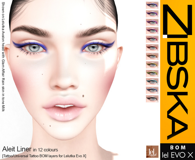 Zibska Evo X ~ Aleit Liner in 12 colors with tattoo and universal tattoo BOM layers