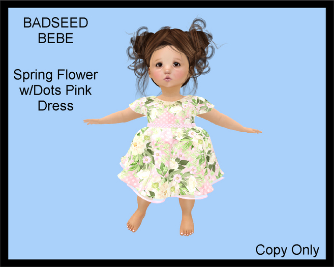 Steph-0-Bee's - Spring Flower wDots Pink Dress (Bebe)