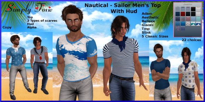 Nautical - Sailor Men's Top With Hud (Boxed)