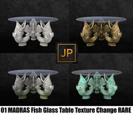 01 MADRAS Fish Glass Table Texture Change RARE