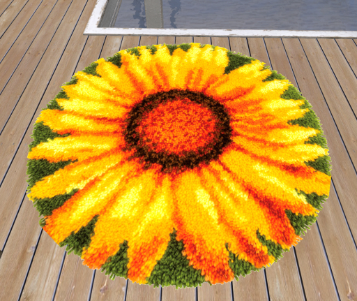 Rug- Round Sunflower Latch2