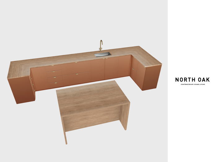 [North Oak] + Modern Kitchen Set -cup- (warm)