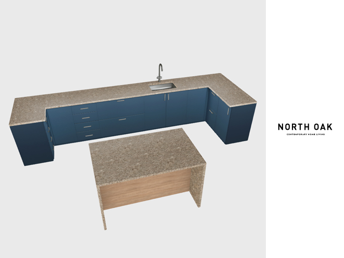 [North Oak] + Modern Kitchen Set -bar- (cool)